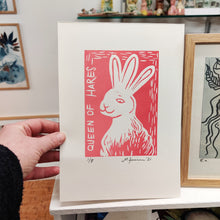 Indlæs billede til gallerivisning Queen of Hares. Linoleumssnit